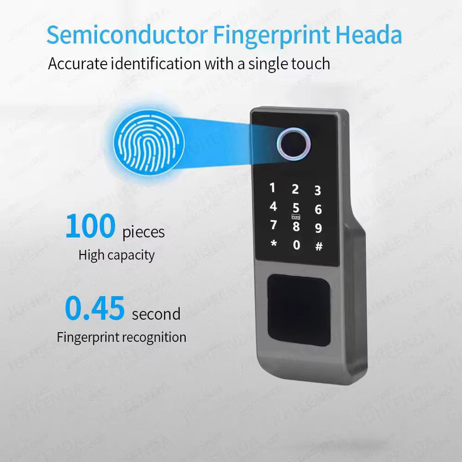 Tuya WiFi Smart Lock für den Außenbereich mit doppelseitigem Fingerabdrucksensor, IP66 wasserdicht, Passcode, RFID-Karte und App-Steuerung in Schwarz - Bild 2