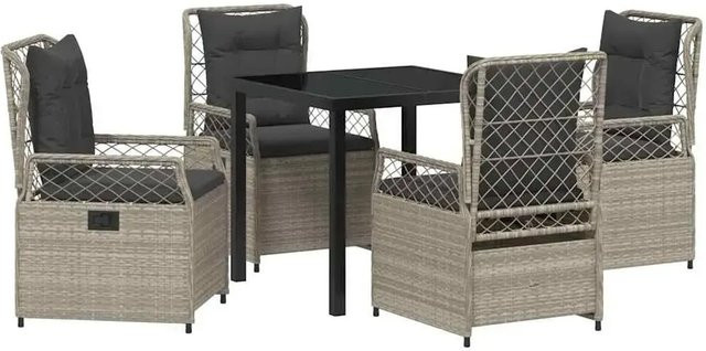 vidaXL Garten Essgruppe 5-teilig aus Poly-Rattan und Stahl in Hellgrau, B/T/H: 300 x 73 x 80 cm - Bild 1