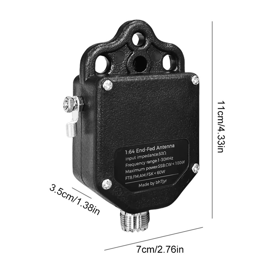 APWIKOGER 1:64 Balun End-Fed-Antenne für 4-Band und 8-Band, Tragbare HF-Antenne für den Außenbereich, Schwarz - Bild 5