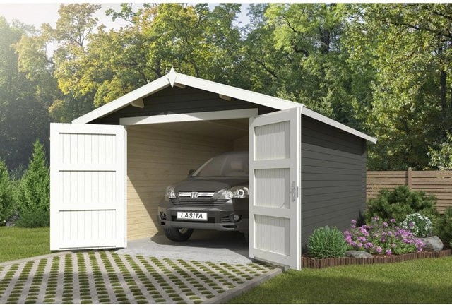 Lasita Maja Blockgarage Mauritius in Grau-Grün mit Außenmaß B: 382 cm, T: 560 cm - Bild 1