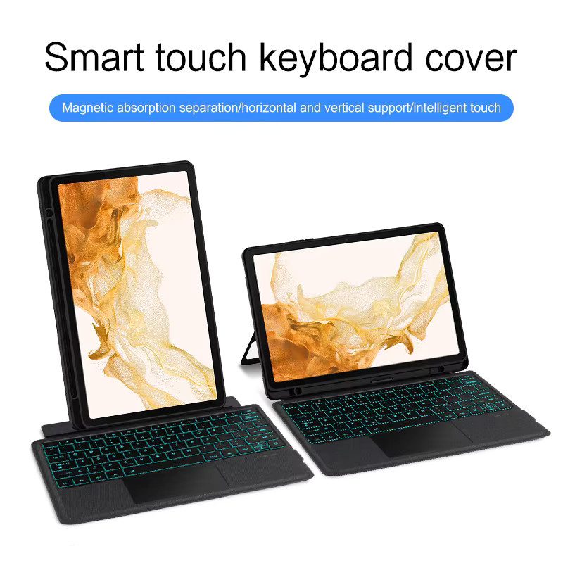 AJIUYU Magic Keyboard für Samsung Galaxy Tab S7 S8 S9 FE Plus S10+ S10 FE+ in Schwarz mit Backlit Tastatur und Touchpad - Bild 4