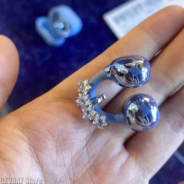 GEVBAY 2er-Set Kleine Stern-Ohrhörer mit Strass-Schnalle in Blau, abnehmbare Bluetooth-Kopfhörer-Clips als DIY-Dekoration - Bild 1