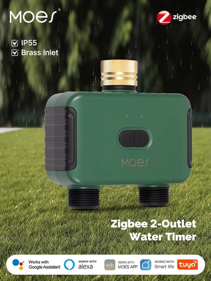MOES Tuya Smart ZigBee 2-Wege-Wassertimer mit Messinganschluss und Filter, programmierbarer Bewässerungstimer in Grün, kompatibel mit Alexa und Google Home - Bild 7