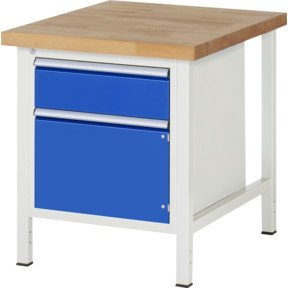 Rau Werkbank höhenverstellbar Blau mit 1 Schublade und 1 Tür B: 75 cm, T: 90 cm, H: 84-104 cm - Bild 1