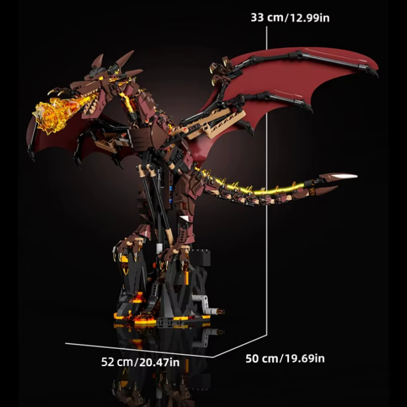 FUNXINEE Technischer Mechanischer Feuerdrachen-Bausatz, Fantasy, mit Licht und Getriebe-Rotation, 1493 Teile, ab 6 Jahren - Bild 2
