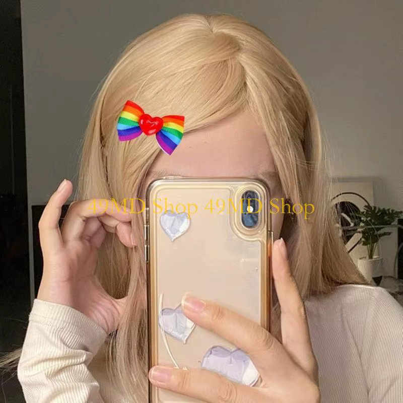 49MD Haarspange mit Schleife, Regenbogenfarben - Bild 2
