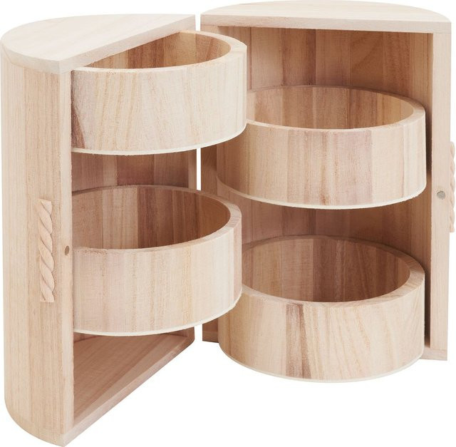 VBS Schränkchen mit 4 Fächern, rund, Beige, B/T/H: 20,5 x 15,0 x 15,0 cm - Bild 1