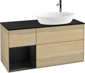 V&B Waschtischunterschrank Finion in Blau mit Eichenregal, Breite: 120 cm, Tiefe: 50,1 cm, Höhe: 50,1 cm - Bild 1