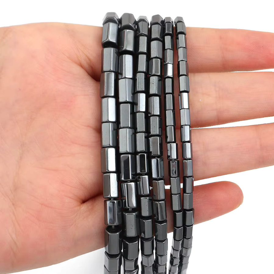 louleur Perlen Hämatit, Sechseckige Gerade Rohr Spacer, Schwarz, Unisex - Bild 3