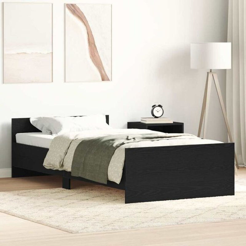 Vidaxl Einzelbett Bettgestell aus Holzwerkstoff in Schwarz und Eichen-Optik B/T/H: 100 x 200 cm - Bild 1