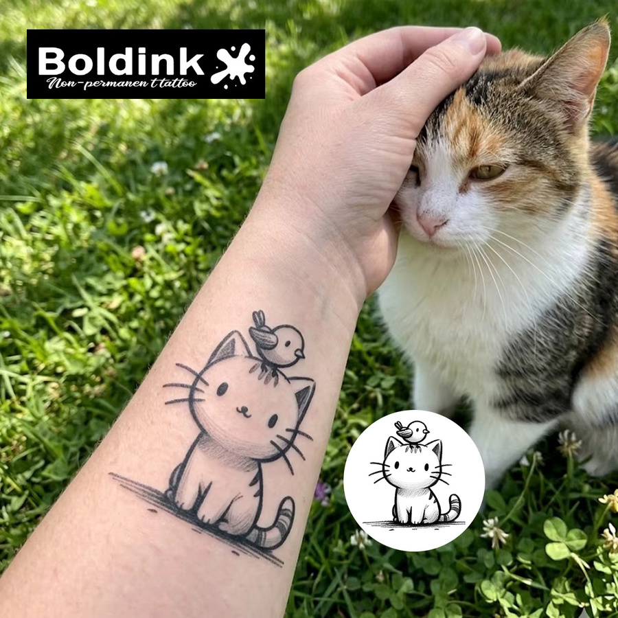 BOLDINK Little Cat Tattoo-Aufkleber, Unisex - Bild 2