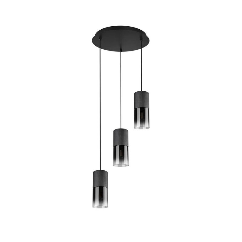 Reality Pendelleuchte Robin 3-flammig Schwarz Matt mit Rauch Glas und Metall B/H: 37 x 150 cm - Bild 2