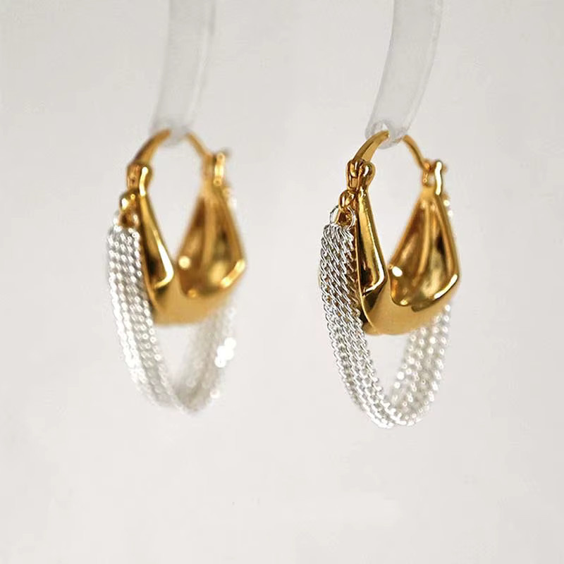 Sharelucky Ohrringe, Ketten-Quasten, Gold- und Silberfarben, Damen - Bild 3