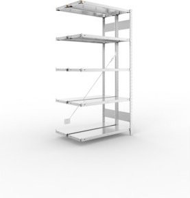 META Steckregal CLIP 150 DAR, verzinkt, Farbe: Silber, B/T/H: 200 x 100 x 30 cm, 2 x 5 Böden - Bild 1