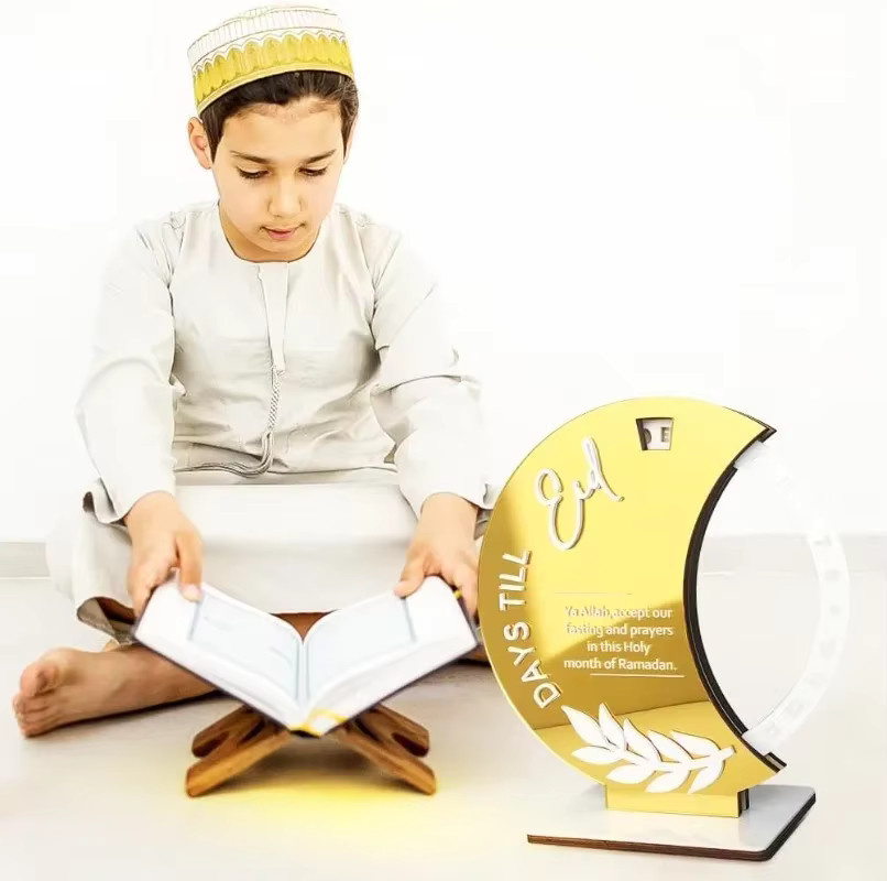 Drehbarer Ramadan Adventskalender aus Acryl als Tischdekoration für Eid Geschenke in Gold oder Silber - Bild 3