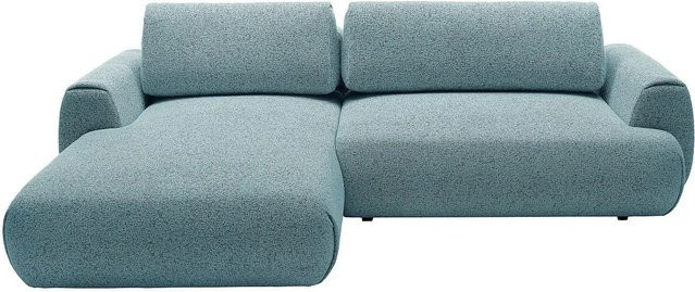 Vente-unique Schlafsofa Monelia in Blau mit L-Form und meliertem Stoff, Breite: 270 cm - Bild 1