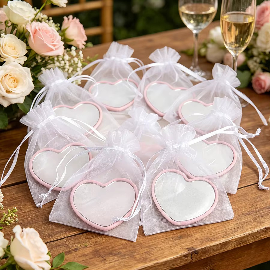 ZQNYCY 20 Stück Herzspiegel in Rosa mit Organzabeuteln für Valentinstag, Hochzeit und Geburtstag - Bild 3