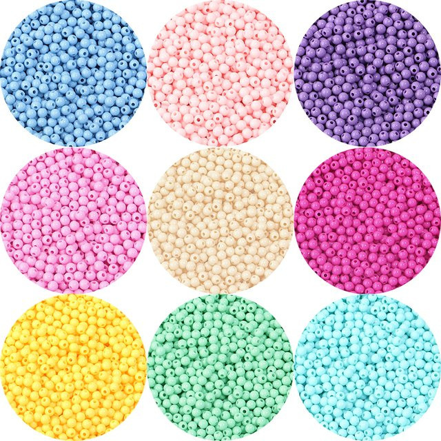 lingsai Acrylperlen, mehrfarbig, rund, 4 mm, 100 Stück - Bild 1
