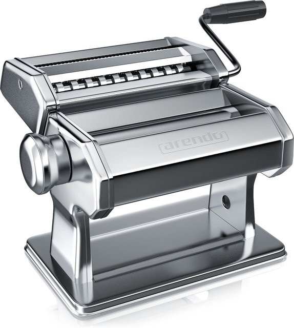 Arendo Manuelle Nudelmaschine aus Edelstahl in Silber mit 7 einstellbaren Stärken und Duplexvorsatz für Spaghetti und Tagliatelle - Bild 1