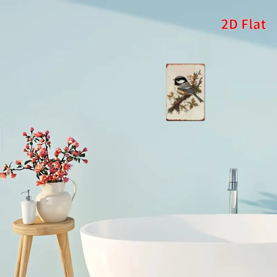 CIFBUY Chickadee Metallblechschild im Vintage-Stil, rustikale Wandkunst für Outdoor und Indoor, mehrfarbig mit schwarzer Kappe - Bild 2