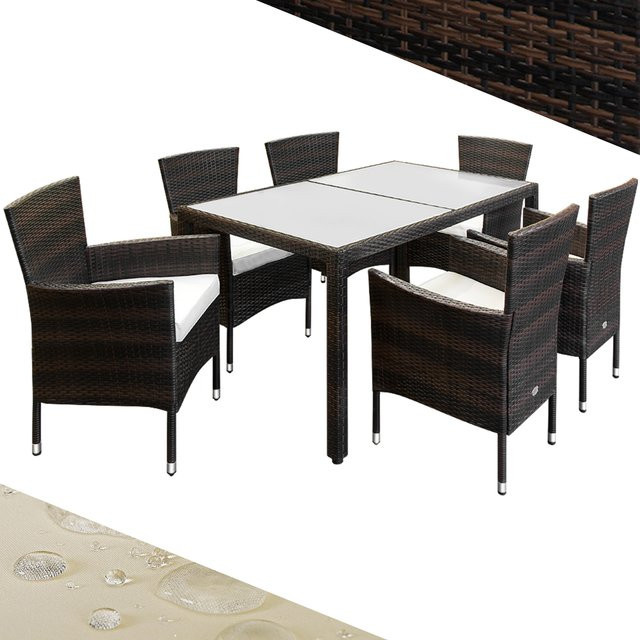 Casaria Polyrattan Garten-Sitzgruppe Bali 7-teilig in Braun und Beige - Bild 1