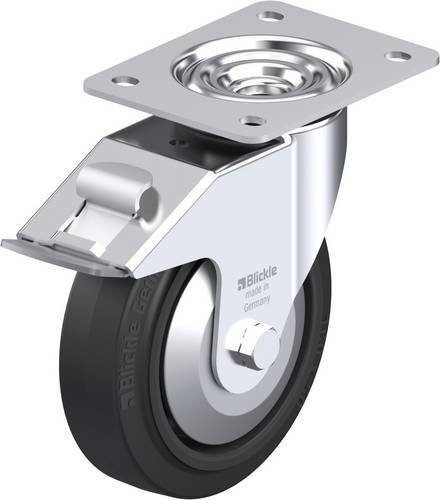 Blickle Lenkrolle 850216 LE-POEV 160XKA-FI-FA mit Feststeller, Rad-Durchmesser: 16 cm, Tragfähigkeit: 300 kg, Farbe: Schwarz/Silber - Bild 1