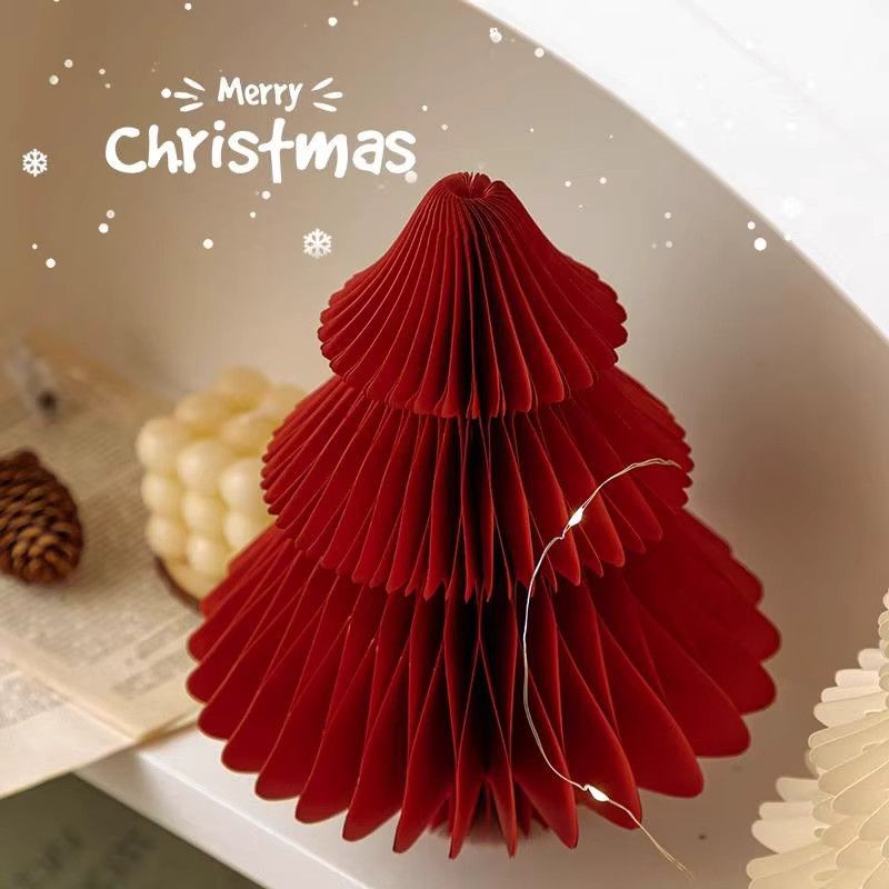 HUXUAN 3D Papier Waben Ball als Weihnachts- und Neujahrsdekoration in Rot für Tisch und Weihnachtsbaum - Bild 3