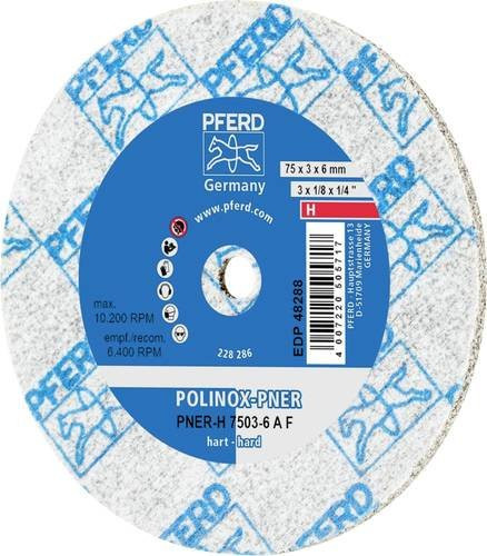 PFERD TOOLS POLINOX verpresstes Vlies-Rad PNER Fein für Finish, Durchmesser: 75 mm, Dicke: 3 mm, Bohrung-Ø: 6 mm - Bild 1