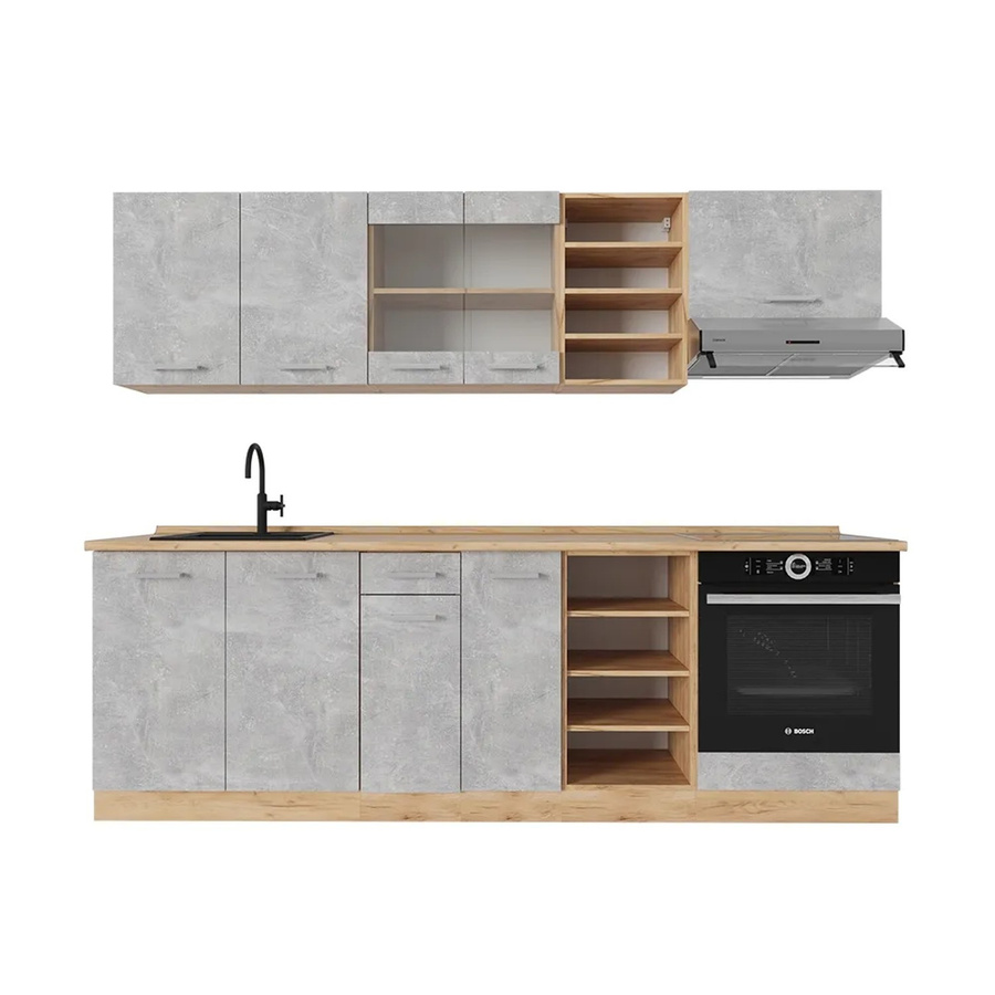 Vicco R-Line Küchenzeile Beton Gold Eiche modern B: 240 cm, H: 81,6 cm, T: 60 cm - Bild 2