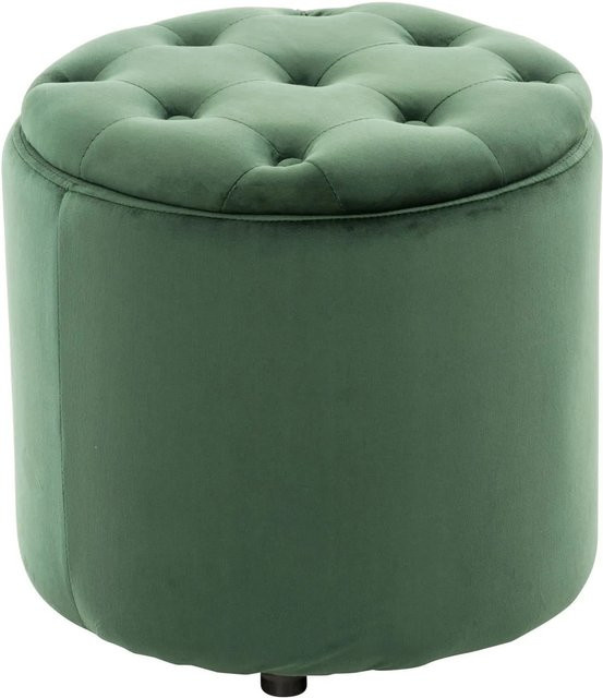 DELUKE Sitzhocker CUTUN Polsterhocker aus Samt in Grün, B/T/H: 44 x 44 x 42 cm - Bild 1