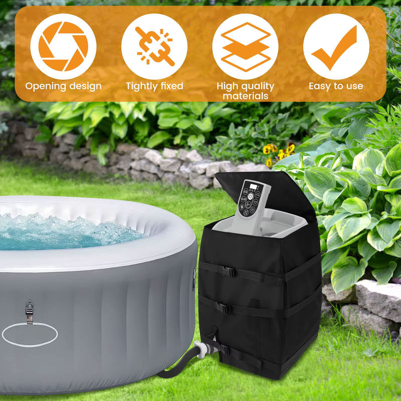 Wiederverwendbare quadratische Whirlpool-Heizungspumpen-Abdeckung in Schwarz, wetterfeste aufblasbare Abdeckung für den Outdoor-Einsatz bei jedem Wetter - Bild 2