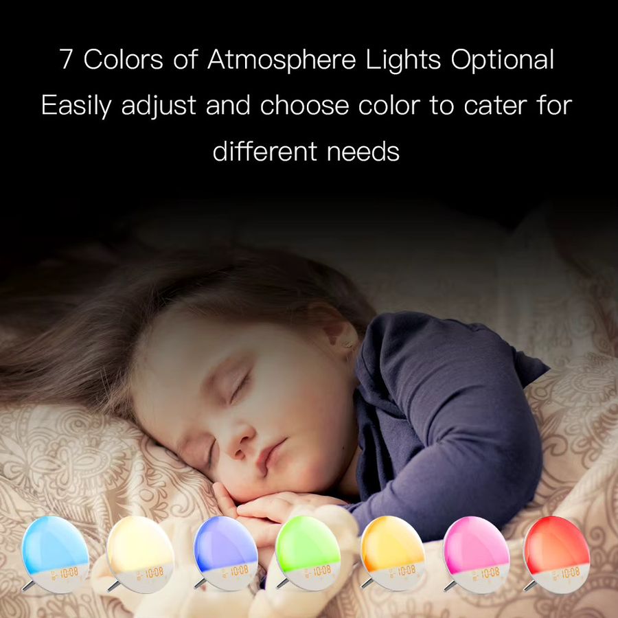 MOES WiFi Smart Light Wecker mit Sunrise und Sunset Simulation, 7 Farben, Tuya App-Steuerung, kompatibel mit Alexa und Google Home, Multicolor - Bild 5