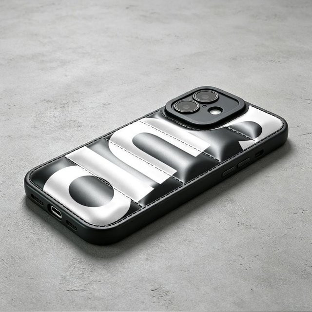 Potdemiel Daunenjacken Handyhülle für iPhone 11 bis iPhone 17 Pro Max in Schwarz - Bild 1