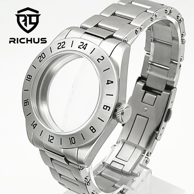 RICHUS Uhrengehäuse Edelstahl, Silber, 39 mm, Saphirglas, Uhrenzubehör - Bild 1
