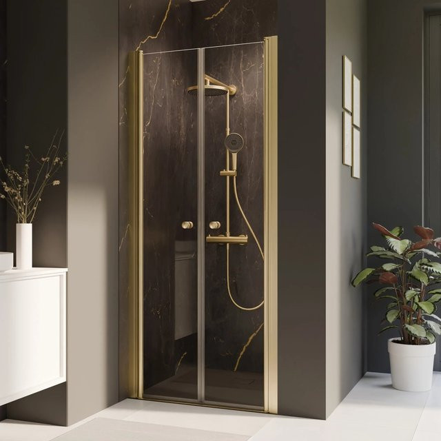Breuer Pendeltür Elana 2.0 für Nische aus Klarglas in Gold, B/H: 80 x 200 cm - Bild 1