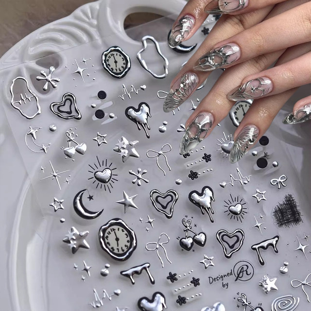 HotPress Nail Art Aufkleber, Silber - Bild 1