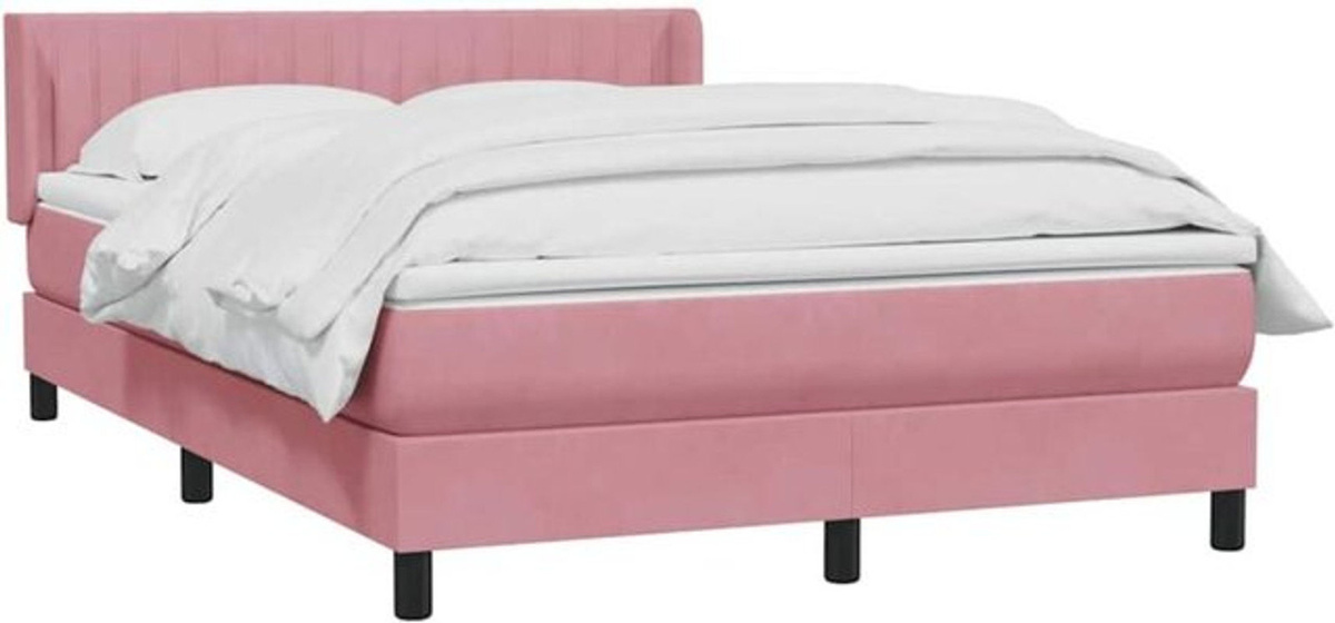 vidaxl Boxspringbett mit Matratze in Rosa und Weiß aus Samt, B/T/H: 160 x 210 cm - Bild 1