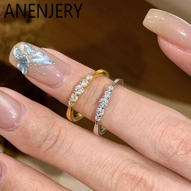 ANENJERY Ring, Bicolor, Zirkonia, Damen - Bild 1
