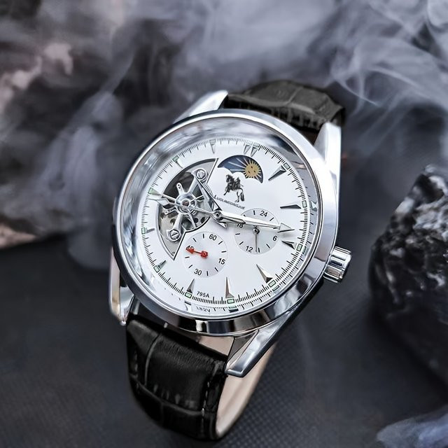 LUOLINGONGJUE Armbanduhr Automatik, Weiß, Rund, Leder, Herren - Bild 1