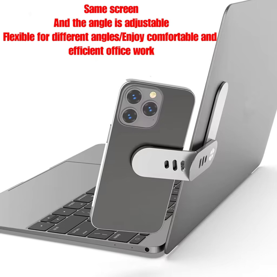 Magnetische Laptop-Telefon Halterung aus Aluminiumlegierung in Silber, verstellbare Seitenhalterung für Computermonitor und Laptop - Bild 2
