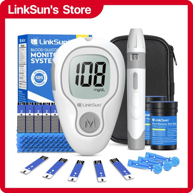 LinkSun Blutzuckermessgerät Glukometer Komplettset in Weiß - Bild 1