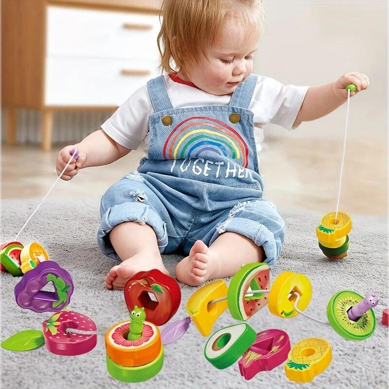 Yiran toy Obst Gemüse Schnurspielzeug bunt für 3–6 Jahre - Bild 2