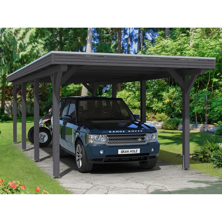 Skan Holz Carport Spessart in Schiefergrau, B/T: 355 x 846 cm, Firsthöhe: 243 cm - Bild 2