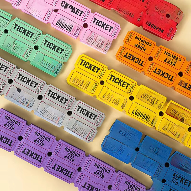 JETTING Lotterie-Tickets für Schule und Events, 100 Stück bunte Verlosungskarten aus Papier, Orange und Mehrfarbig - Bild 1