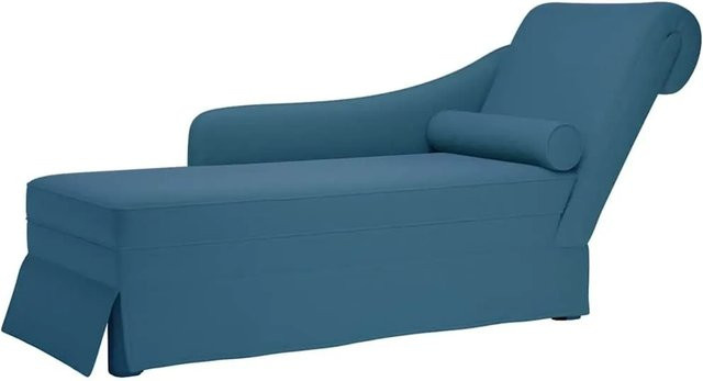 vidaXL Chaiselongue aus blauem Samt mit rechter Armlehne und Nackenkissen, B/T/H: 145,0 x 70,0 x 56,0 cm - Bild 1