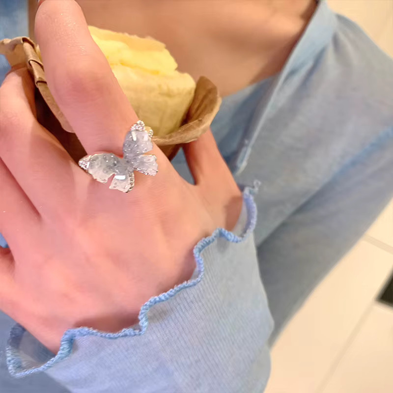 UOSU Knöchelring, Schmetterling, blauer Kristall, Zirkonia, Silber, Damen - Bild 2