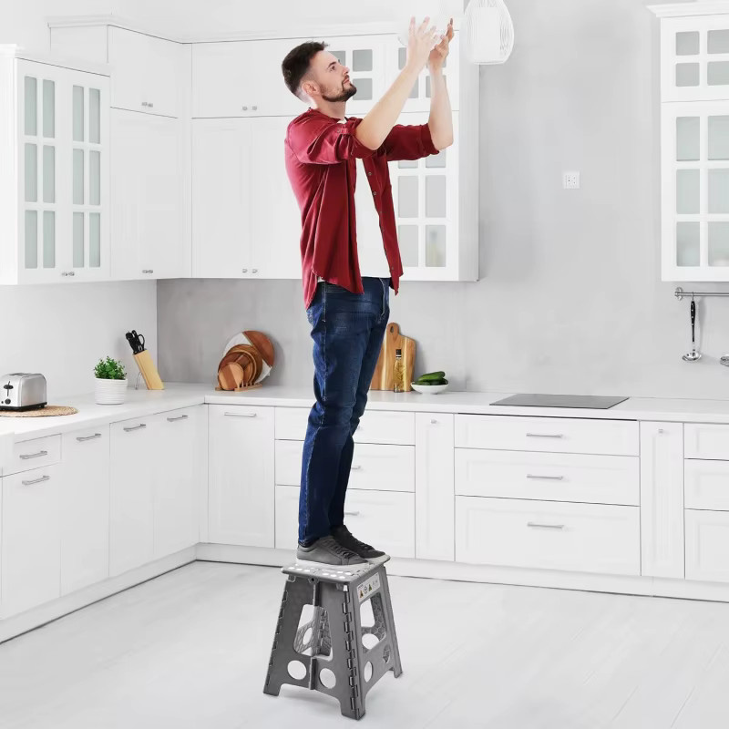 Heimwohl Tritthocker faltbar in Weiss mit Tragegriff und Anti-Rutsch-Beschichtung, Höhe: 40 cm - Bild 5