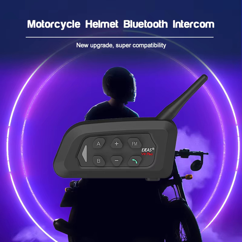 EJEAS V4 PLUS und 2 Stück V6 PRO Bluetooth Helm-Intercom-Set mit Voll-Duplex-Mikrofon, wasserdicht, Schwarz - Bild 2