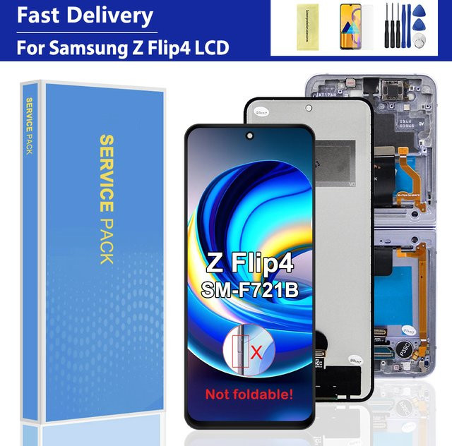 Samsung Z Flip 4 5G F721B F721W Ersatz LCD Display mit Rahmen und Touch Screen Digitizer in Schwarz - Bild 1