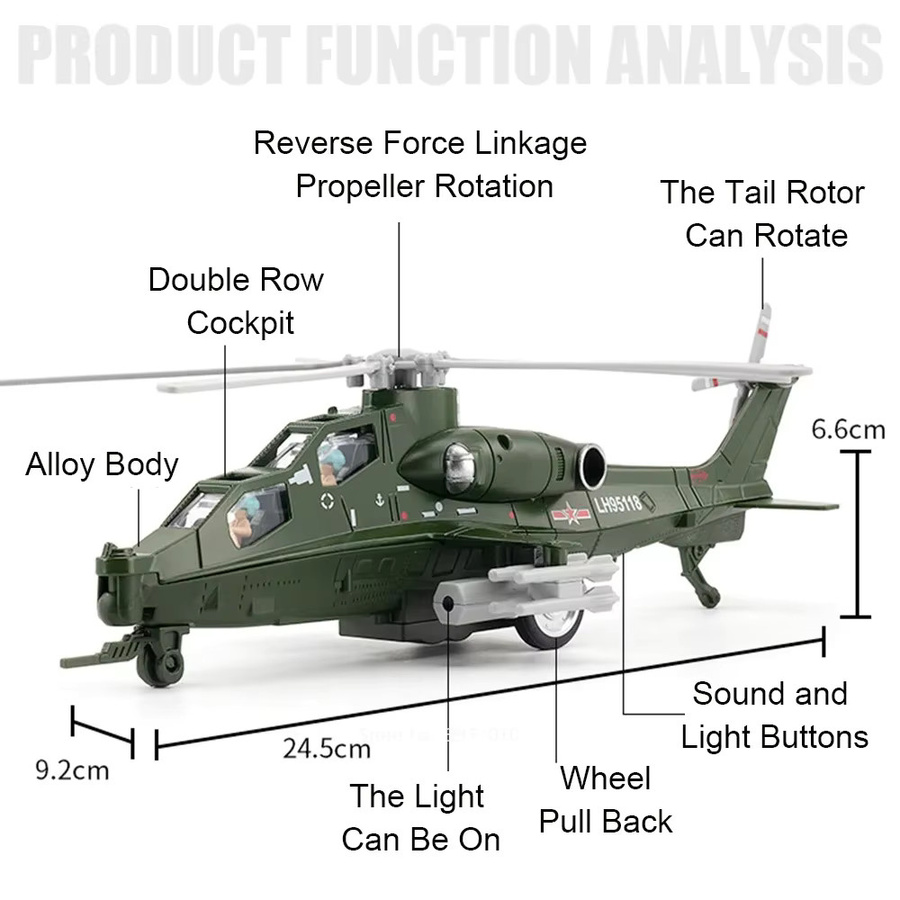 MAKEDA CAIC Z-10 Hubschrauber, Spielzeug Modelle, mit Sound und Licht, Metall - Bild 2